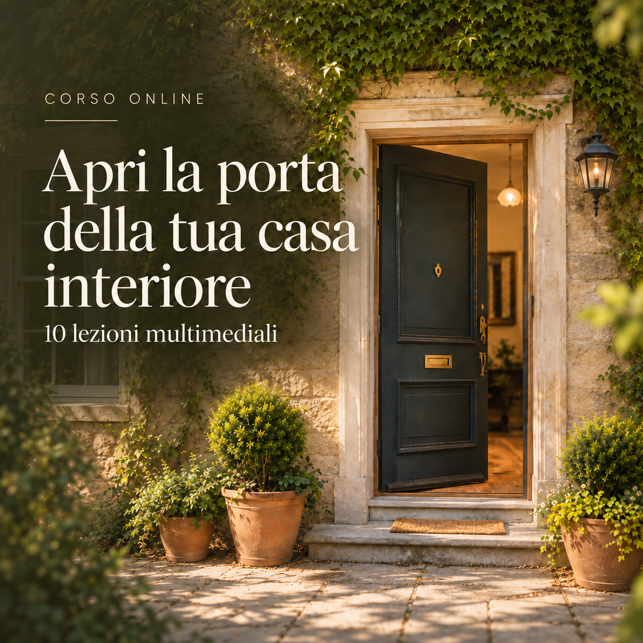 Copertina del corso online Apri la porta della tua casa interiore: una porta aperta su una casa illuminata